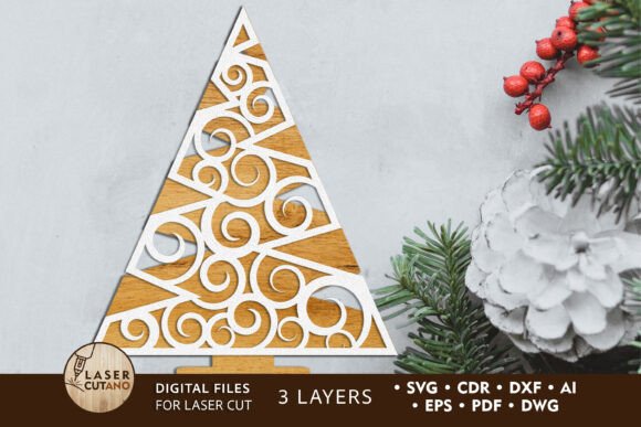 Download Christmas Ornamented Stand Wood Cut File - Wood cut file Collection