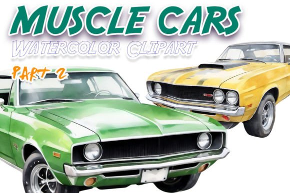 Download Muscle Cars Watercolor Clipart Part 2 - Cars Collection