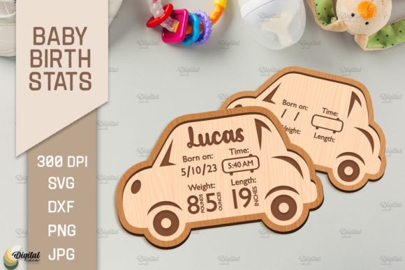 Download 3D Baby Birth Stats Laser Cut. Car SVG - Premium Resources