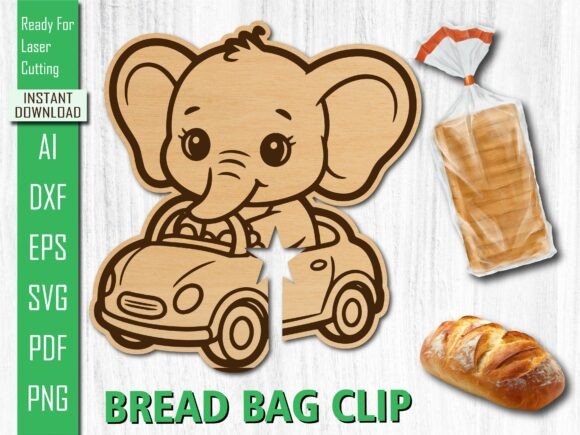 Download Laser Cut Car, Baby Elephant Bread Clip - Premium Bundle